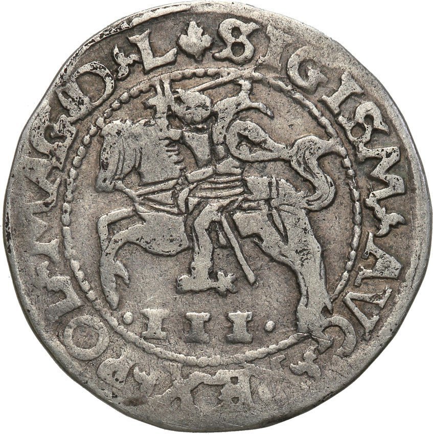 Zygmunt II August. Trojak (3 grosze) SZYDERCZY 1566, Tykocin (R7)